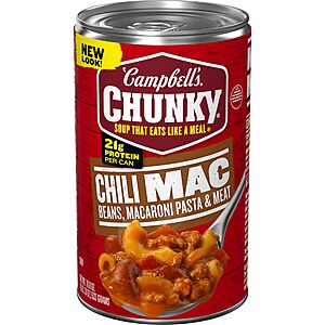 Campbell's Chunky Soup, Chili Mac Soup, 18.8 Ounce Can~$1.54 With S&S @ Amazon