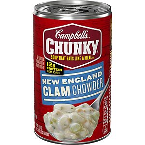 Campbell's Chunky Soup, New England Clam Chowder, 18.8 Oz Can~$1.34 With S&S @ Amazon