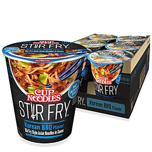 Nissin Cup Noodles Stir Fry Noodles in Sauce, Korean BBQ, 2.89 Ounce (Pack of 6)~$6.16 With S&S @ Amazon