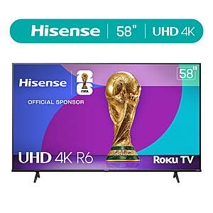 Hisense 58" Class 4K UHD LED LCD Roku Smart TV HDR R6 Series 58R6E3~$238 @ Walmart~Free Shipping Or Pickup!