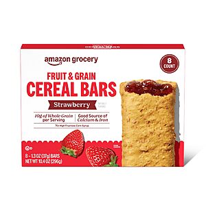 Amazon Grocery, Fruit & Grain Cereal Bars, Strawberry, 10.4 Oz, 8 Ct (Previously Happy Belly, Packaging May Vary)~$1.79 With S&S @ Amazon
