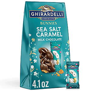 GHIRARDELLI Easter Milk Chocolate Candy Bunnies with Sea Salt Caramel Filling, 4.1 oz Bag~$4.47 After Walmart Cash @ Walmart~Free Pickup Or Delivery With Walmart+ $4.97