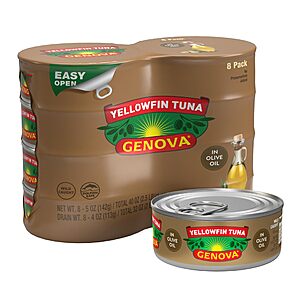 8-Pk 5-Oz Genova Premium Wild Caught Yellowfin Canned Tuna (Olive Oil) $13.70 w/ S&S