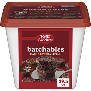 Betty Crocker Batchables Fudge Brownie Mix,Mix and Bake 4 to 12 per batch,29.5 oz.~$4.48 After Coupon & S&S @ Amazon