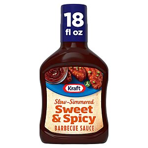 Kraft Sweet & Spicy Slow-Simmered Barbecue Sauce, 18 oz Bottle~$1.38 After Coupon & S&S @ Amazon