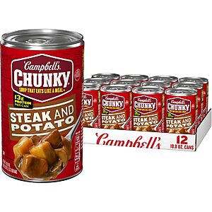 Campbell’s Chunky Soup, Steak and Potato Soup, 18.8 oz Can, Case of 12~$16.43 With S&S @ Amazon