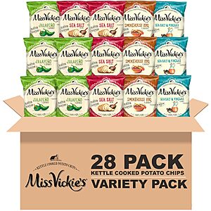 Prime Members: 28-Pk 1.375-Oz Miss Vickie's Kettle Cooked Potato Chips (Variety) $12.95 w/ S&S + Free S&H