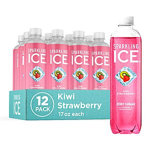 Sparkling Ice, Kiwi Strawberry Sparkling Water, Zero Sugar Flavored Water, with Antioxidants & Vitamins, Zero Sugar, 17 fl oz Bottles (Pack of 12)~$7.80 After Coupon & S&S @ Amazon