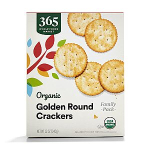 365 by Whole Foods Market, Organic Golden Round Crackers, 12 Ounce~$2.70 After Coupon & S&S @ Amazon~Buy 4 & Save More!