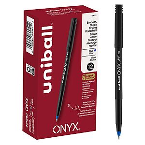 uniball™ Onyx Rollerball Pens, Micro Point (0.5mm), Blue~$6.64 With S&S @ Amazon