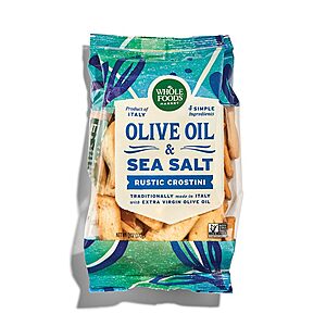 Whole Foods Market, Original Rustic Crostini with Olive Oil & Sea Salt, 6 Ounce~$2.63 @ Amazon