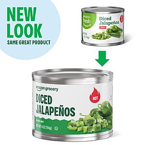 Amazon Grocery, Diced Jalapeños, Hot, 4 Oz (Previously Amazon Fresh, Packaging May Vary)~$0.75 With S&S @ Amazon