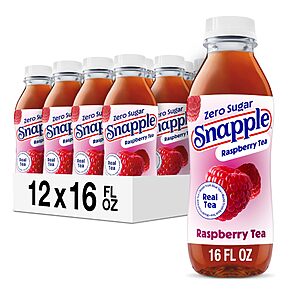 Snapple Zero Sugar Raspberry Tea, 16 fl oz recycled plastic bottle, Pack of 12~$10.43 With S&S @ Amazon
