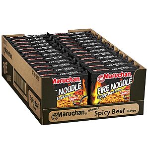 Select Accts: 22-Pk 3-oz Maruchan Ramen Fire Noodle Soup (Spicy Beef) $9.45 w/ S&S