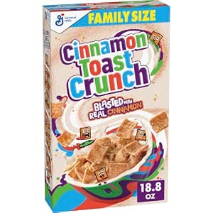 Cinnamon Toast Crunch Breakfast Cereal, Family Size, 18.8 oz 13 Servings, 16g Whole Grain, Good Source of Calcium, 12 Vitamins & Minerals~$2.96 With S&S @ Amazon