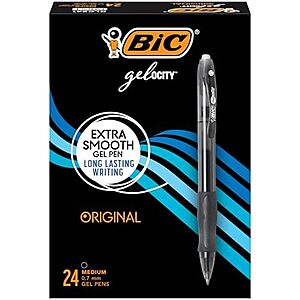BIC Gelocity Gel Pen, Medium Point (0.7mm), Black Ink, 24-Count~$13.29 With S&S @ Amazon
