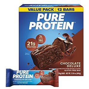 Pure Protein Chocolate Deluxe Protein Bars, 21g Protein, Gluten Free, 12 Ct~$12.90 With S&S @ Amazon