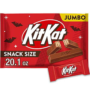 Kit Kat Milk Chocolate Wafer Snack Size, Halloween Candy Jumbo Bag, 20.1 oz~$7.97 @ Walmart~Free Pickup Or Delivery With Walmart+
