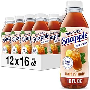 Snapple Zero Sugar Half 'n Half Lemonade Tea, 16 Oz Bottles, 12 Count~$9.99 With S&S @ Amazon