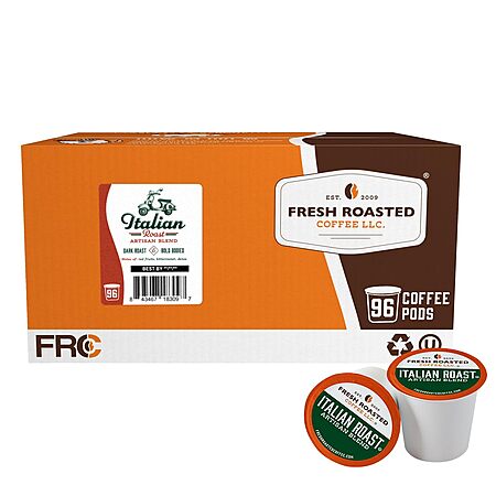 Fresh Roasted Coffee, Italian Roast, Dark, 96 Pods for K Cup Brewers~$20.21 After Coupon & S&S @ Amazon