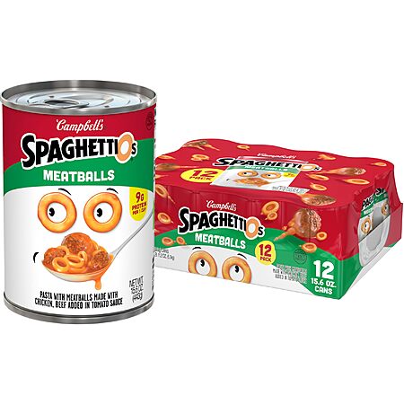 SpaghettiOs Canned Pasta with Meatballs, 15.6 oz Can (12 Pack)~$9.15 After Coupon & S&S @ Amazon