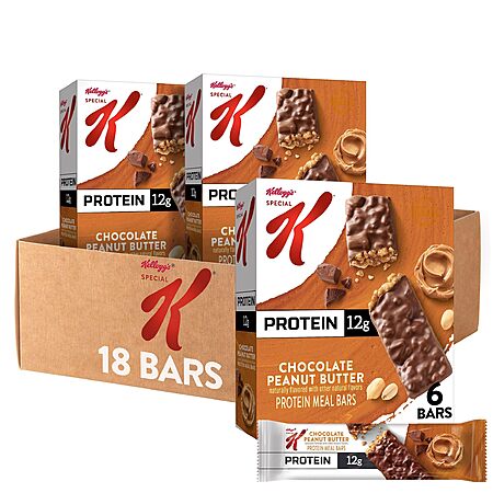 Special K Bar Protein Meal Bars, 12g Protein, Meal Replacement, Chocolate Peanut Butter (3 Boxes)~$11.95 With S&S @ Amazon