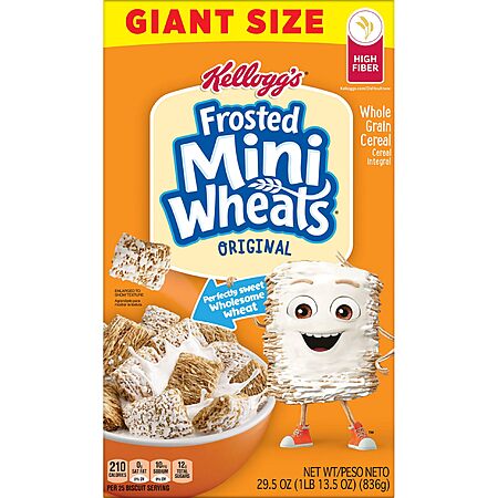 Kellogg’s Frosted Mini-Wheats Breakfast Cereal, High Fiber, 48g Whole Grain, Giant Size, 29.5 oz~$4.26 With S&S @ Amazon