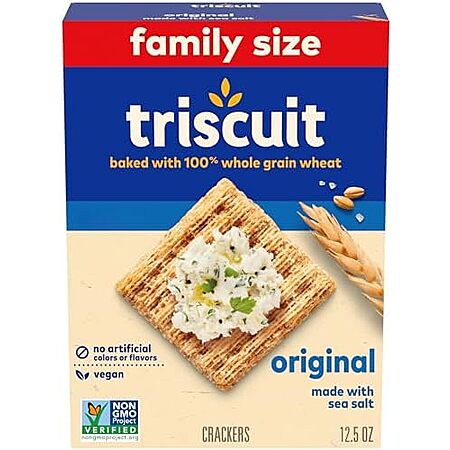 Triscuit Original Whole Grain Wheat Crackers, Vegan Crackers, Healthy Snacks, Lunch Snacks, Family Size, 12.5 oz~$2.35 After Coupon & S&S @ Amazon
