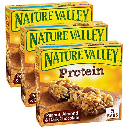 Nature Valley Chewy Protein Granola Bars, Peanut Almond Dark Chocolate, 5 Bars, 7.1 OZ (Pack of 3)~$6.81 With S&S @ Amazon