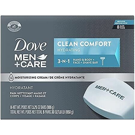 DOVE MEN + CARE Body and Face Bar To Clean and Hydrate Skin Body and Facial Cleanser More Moisturizing Than Bar Soap 3.75 oz 8 Bars~$10.97 After Coupon @ Amazon