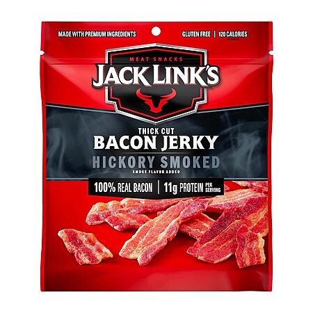 Jack Link's Hickory Smoked Bacon Jerky - 2.5 oz Bag - Ready to Eat Real Meat Protein Snacks Made with 100% Thick Cut Real Bacon~$3.37 After Coupon & S&S @ Amazon