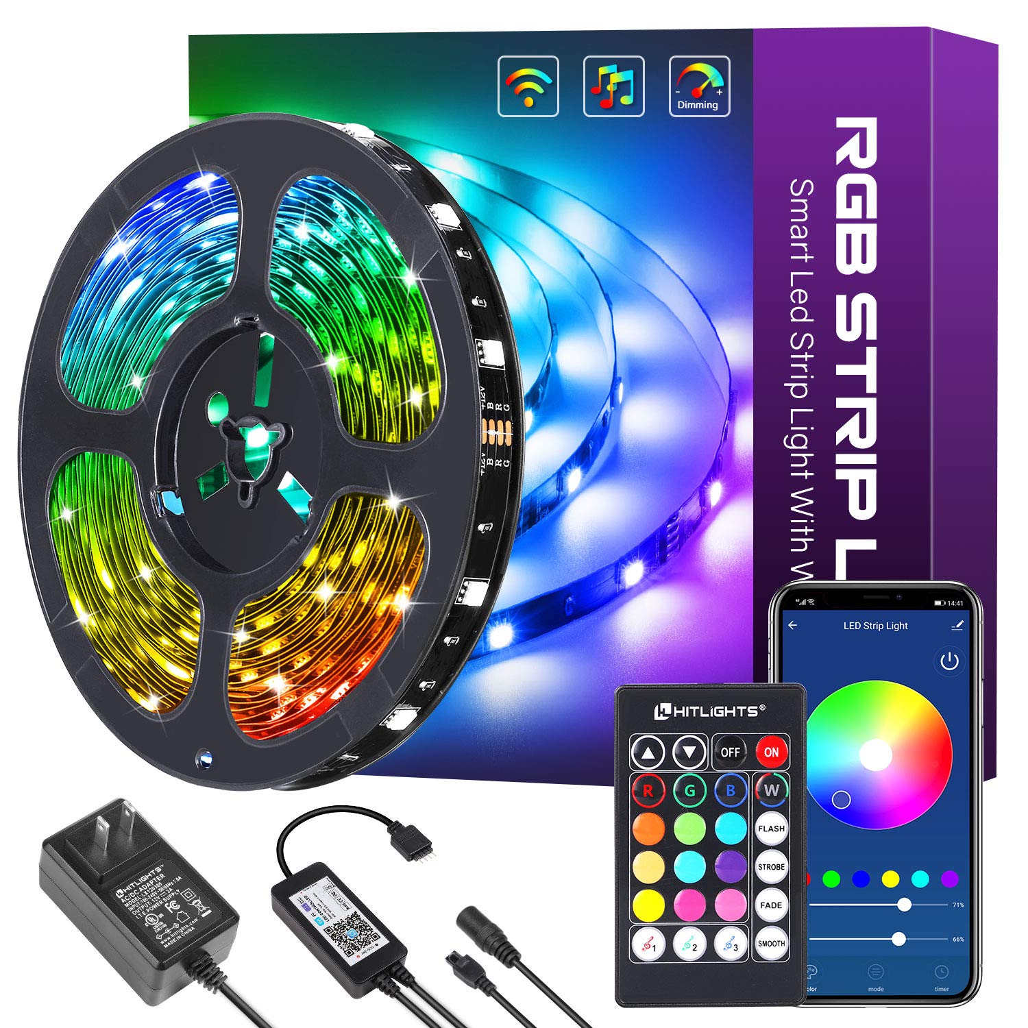 32 8ft Smart Led Strip Lights Hitlights Led Light Strips 5050 Color Changing Tape Lights Works