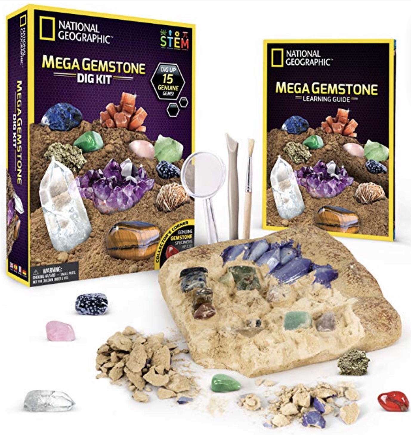 National Geographic Mega Gemstone Dig Kit Excavate 15 Real
