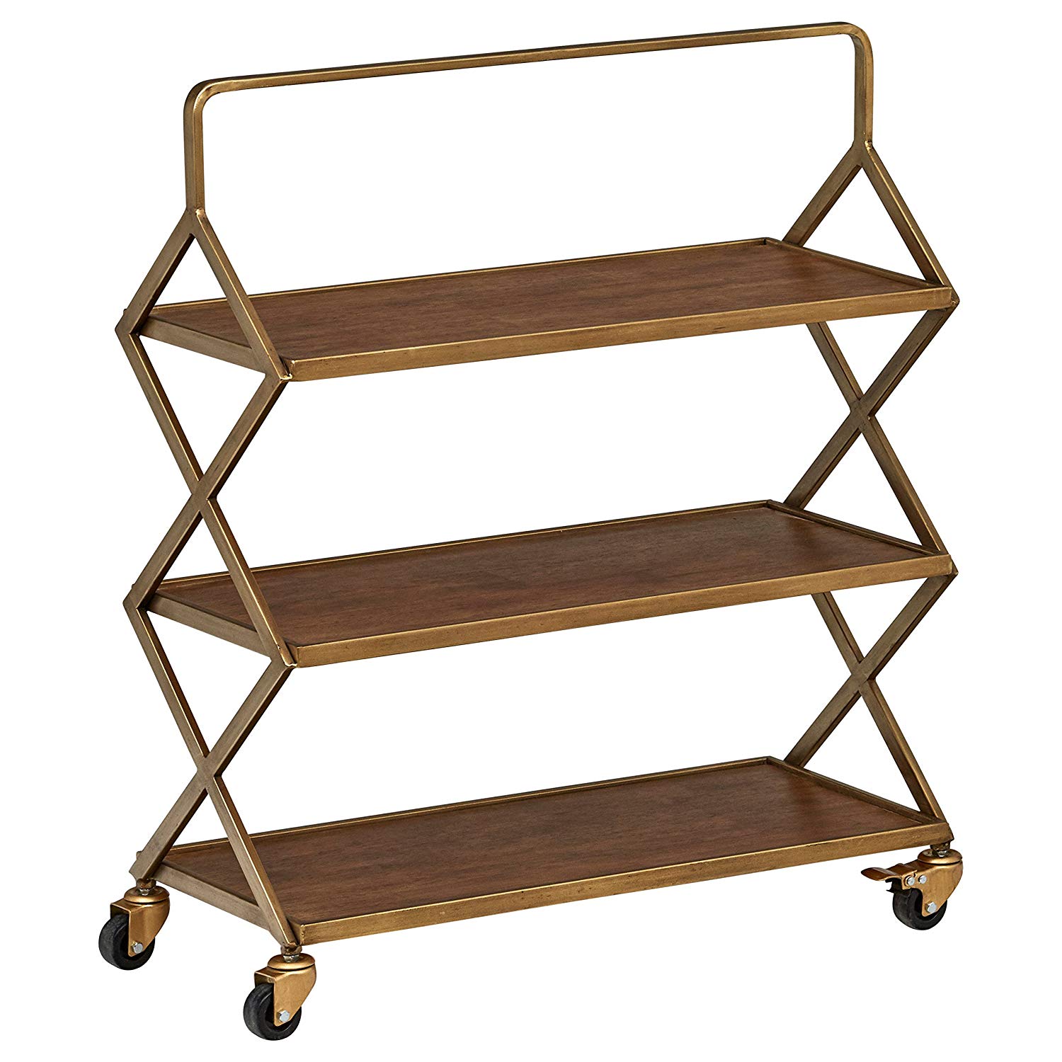 Rivet 3-Tiered Mid-Century Modern Rolling Kitchen Bar Cart ...