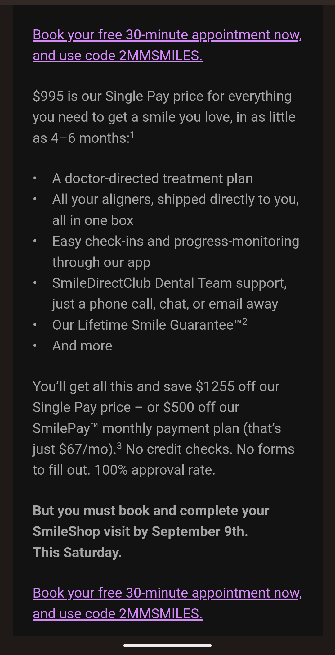 Smile Direct Club Aligners $995
