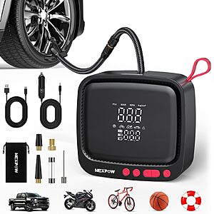 Nexpow 180PSI 15000mAh Cordless Air Compressor w/ Digital Tire Pressure Gauge $18 