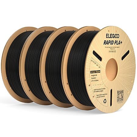 (LIMITED TIME DEAL) ELEGOO Rapid PLA Plus Filament - Black x 4 1KG Spools $40.35 w/15% off S&S