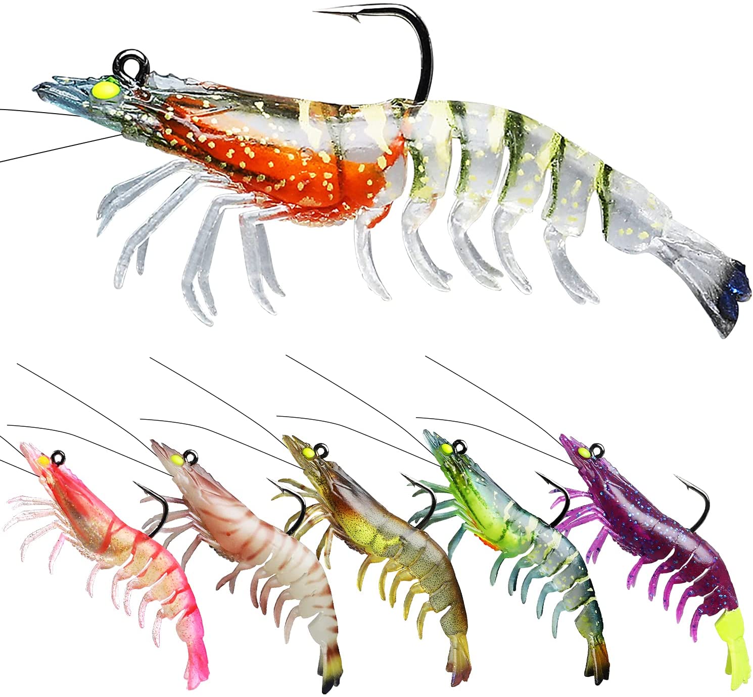 TRUSCEND Pre-Rigged Fishing Lures, Shrimp Lure with VMC Hook From $6.99