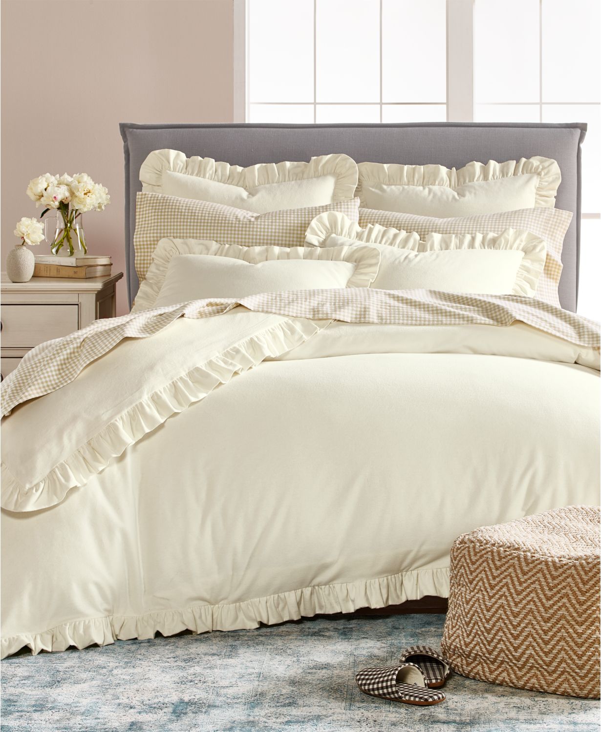 Martha Stewart 100 Cotton Luxury Portuguese Flannel Ruffle Duvet