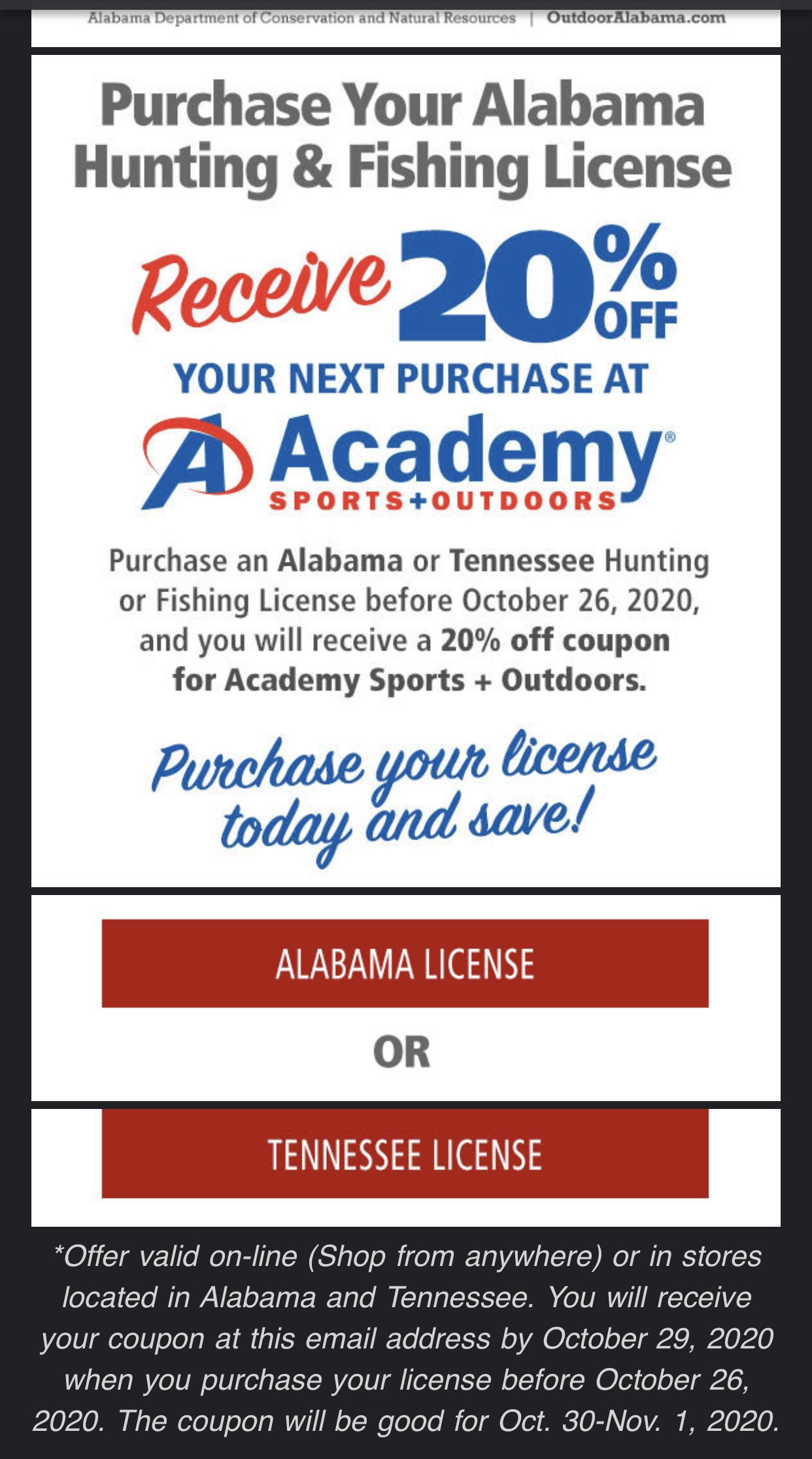 Academy hunting license deal clearance