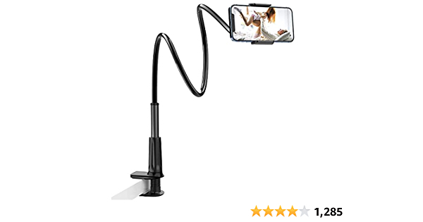 licheers Flexible Gooseneck Phone Holder, licheers Lazy Bed Holder Phone Stand for 3.5-7 Inch Devices, Overall Length 35.4In (Black) - $6.99