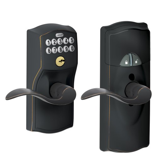 SCHLAGE FE599NX Home Keypad Lever With Camelot Trim & Z-Wave Technology (Aged Bronze)