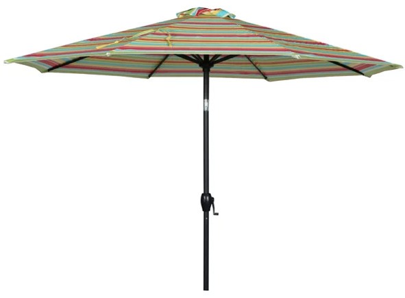 Mainstays 9ft Multi Stripe Tilting Market Patio Umbrella with Crank @ walmart.com $29.97
