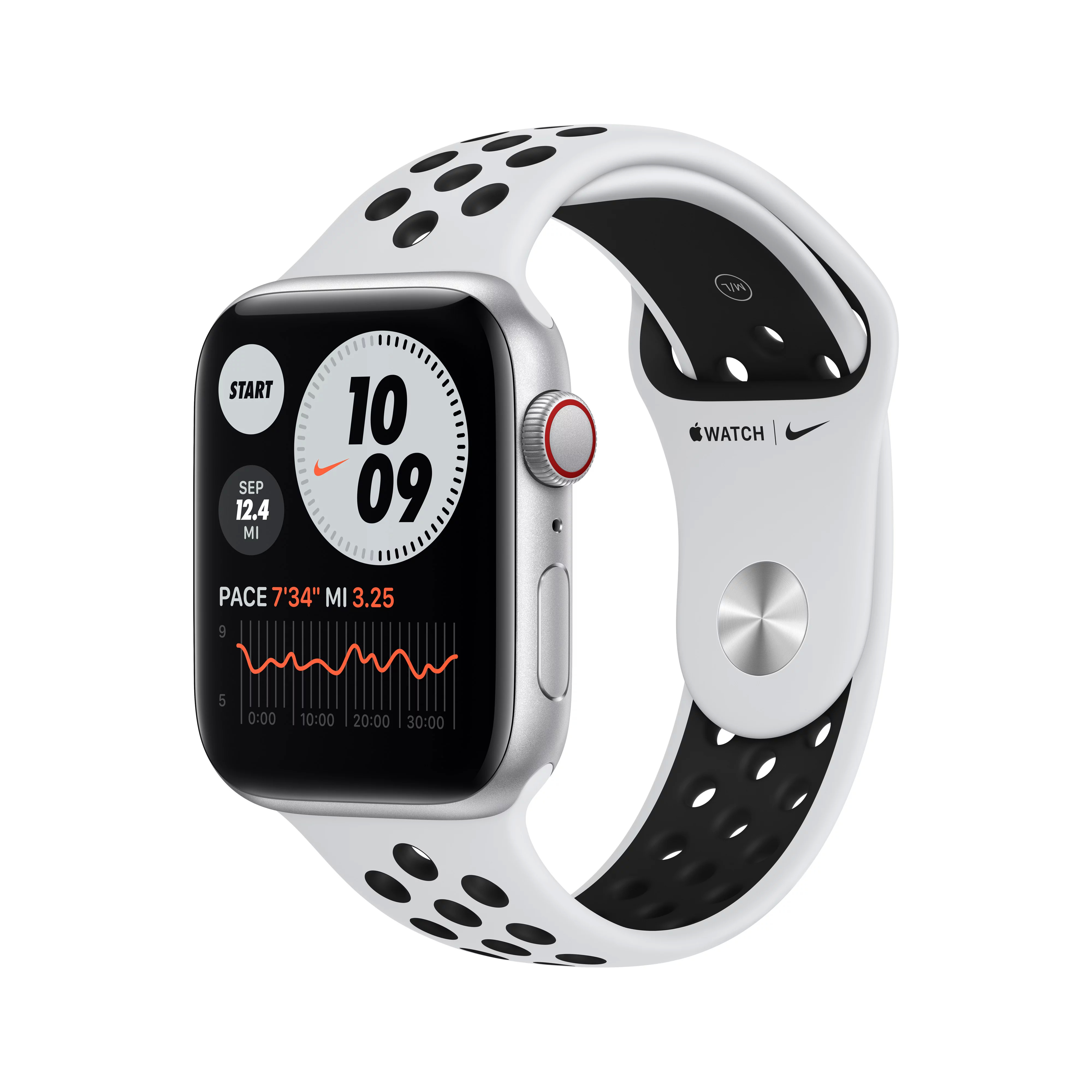Apple Watch Nike SE (1st Gen) GPS + Cellular  44mm Silver Aluminum Case with Pure Platinum/Black Nike Sport Band - Regular - $189
