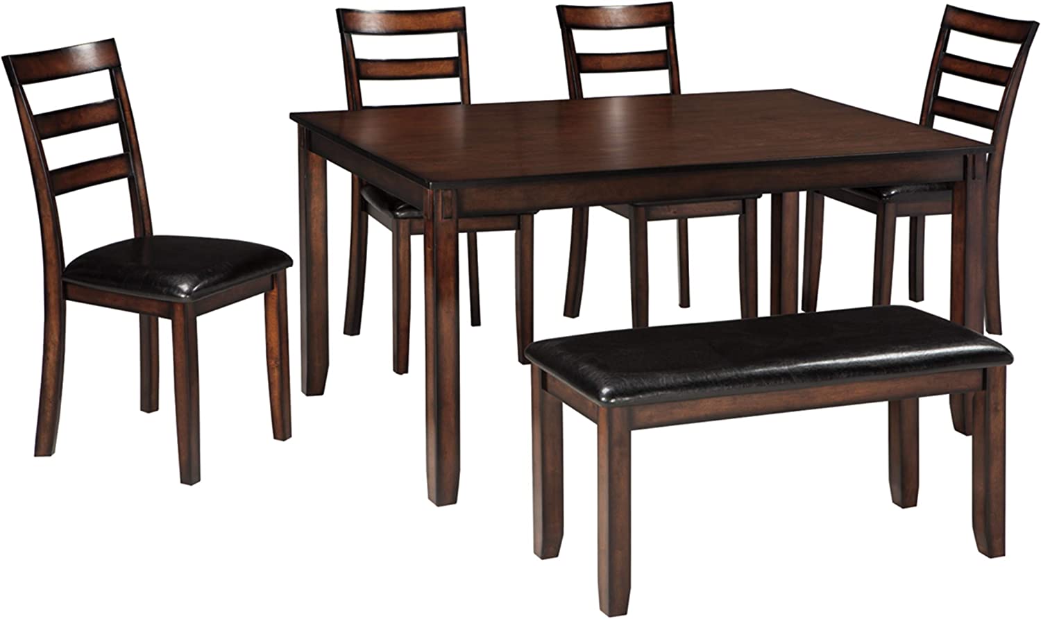 Signature Design by Ashley Coviar 6 Piece Dining Set, Includes Table, 4 Chairs & Bench, Dark Brown - $343.88