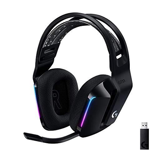 Logitech G733 Lightspeed Wireless Gaming Headset with Suspension Headband, Lightsync RGB, Blue VO!CE mic technology and PRO-G audio drivers - Black $109.99