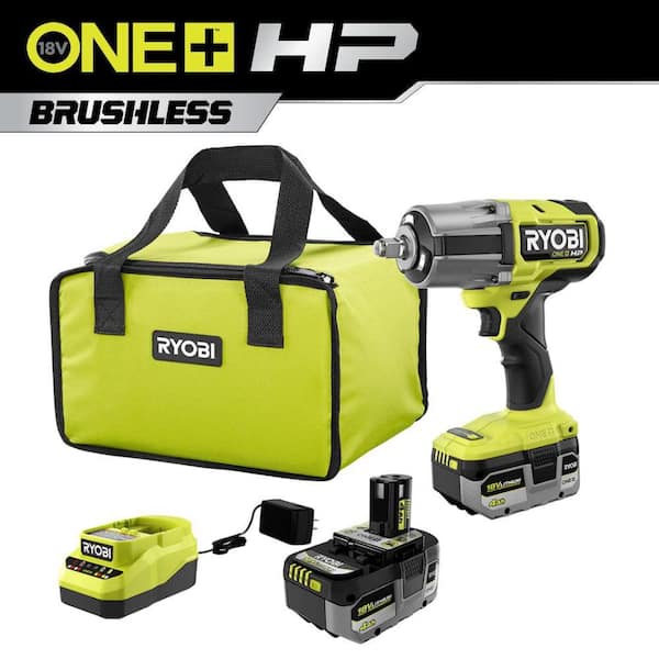 RYOBI ONE+ HP 18V Brushless Cordless 4-Mode 1/2 in. High Torque Impact Wrench Kit with (2) 4.0 Ah Batteries and Charger $179 + FS