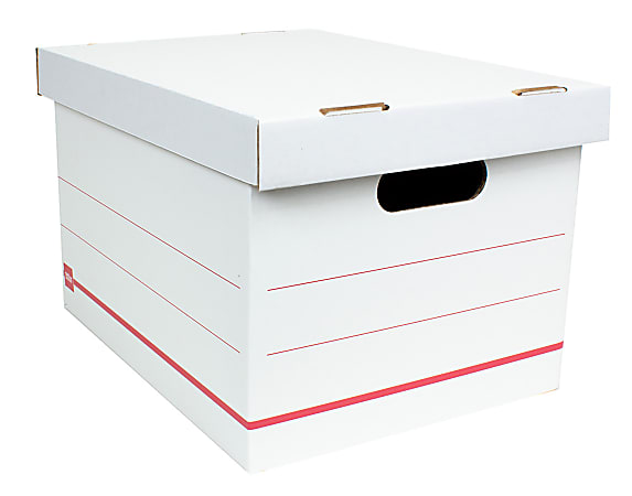 Office Depot Brand Standard Duty Corrugated Storage Boxes LetterLegal Size 15 x 12 x 10   60percent Recycled WhiteRed Pack Of 10 - $11.33