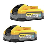 2-Pack Dewalt 20V MAX 5 Ah Powerstack Compact Battery + Choice of Bare Tool $199 + Free Shipping