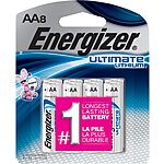 Energizer Ultimate Lithium AA Batteries, 8 Count (L91SBP-8) $12.98